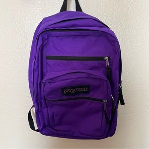 JanSport Big Student Backpack Purple Side Pocket 5 Pocket Laptop Sports